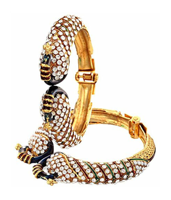 YouBella Dancing Peacock American Diamond Bangles for Women